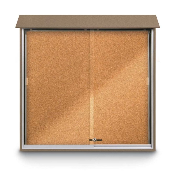 Outdoor Enclosed Combo Board, 72"x36", Bronze Frame/Burgundy & Surf